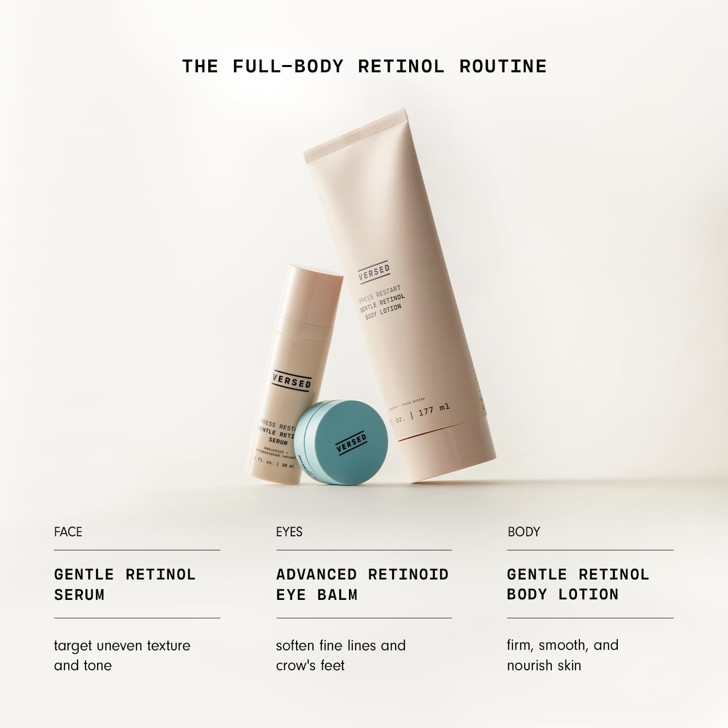 Versed Press Restart Retinol Body Lotion - Skin Firming Lotion with Cocoa Butter, Squalane & Vitamin E - Lightweight All-Over Body Moisturizer for Dark Spots and Aging Dry Skin (6 oz)