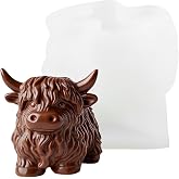 Highland Cow Silicone Molds, 3D Cow Resin Candle Molds, Resin Casting Molds for Chocolate Soap Clay Wax DIY Craft Supplies(Color:White)