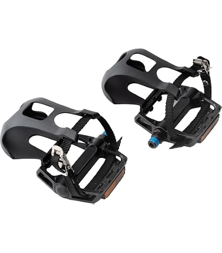 1 paire de pédales de vélo avec clips pour orteils, cages et sangles antidérapantes pour vélo d'appartement, vélo de spin, VTT