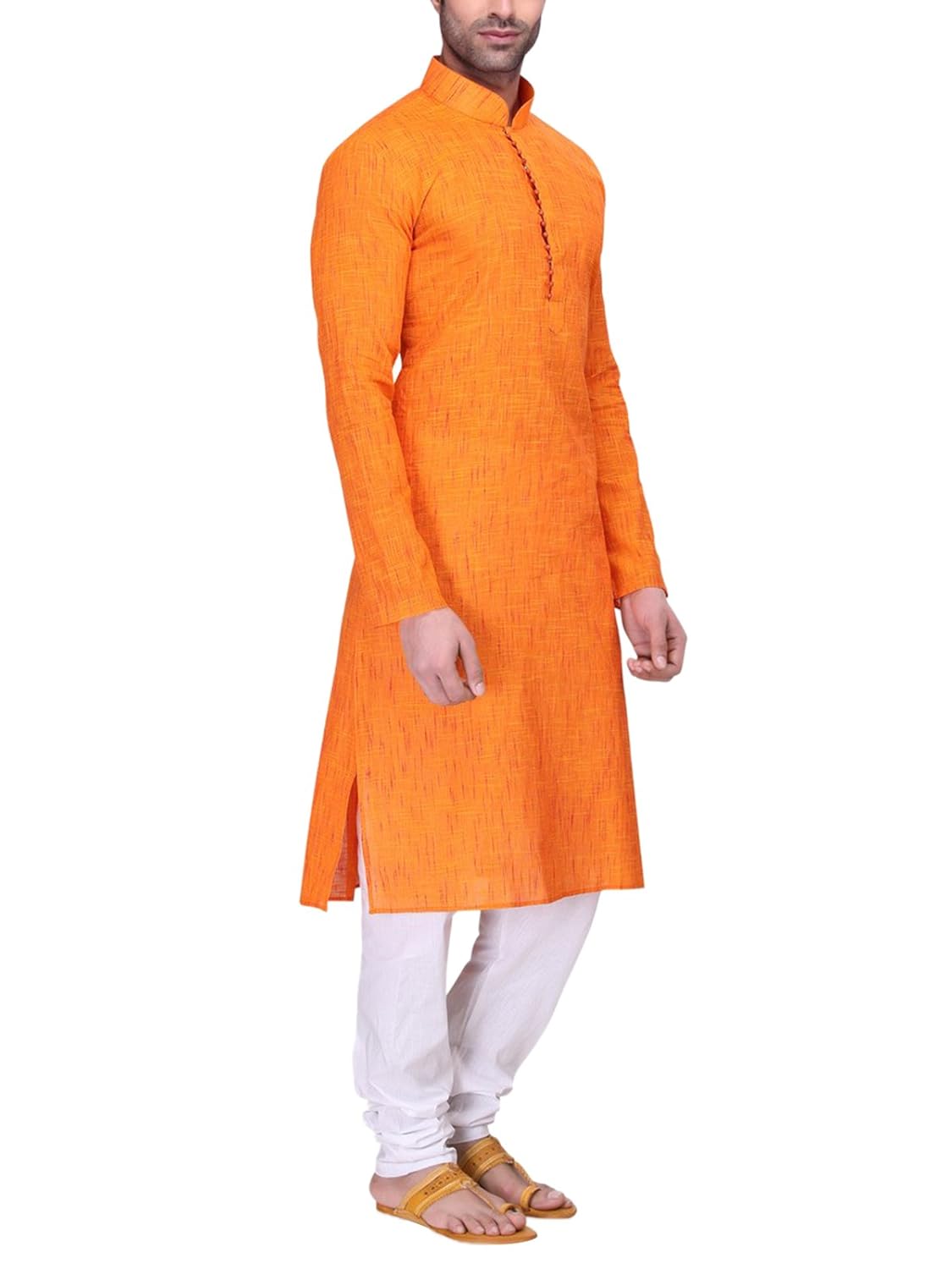 rg designers men's full sleeve kurta pyjama set avhandloomloops-orange