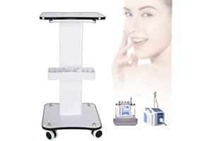 LYNICESHOP Salon Trolley Cart - Aluminum Mobile Trolley Stand Medical Rolling Carts for Ultrasonic Cavitation RF Machine Manicure Spa Shelf (White Black Border)