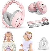 Baby Ear Muffs, 2-in-1 Noise Canceling Headphones, Hearing Protection for Babies 0-48 Months, Adjustable Headband