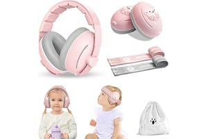 Baby Ear Muffs, 2-in-1 Noise Canceling Headphones, Hearing Protection for Babies 0-48 Months, Adjustable Headband