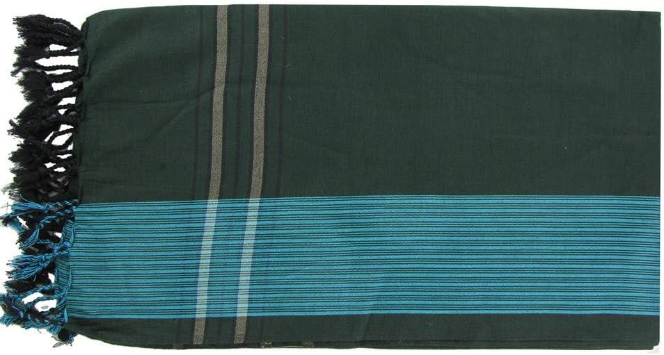LES POULETTES Kikoy Beach Sarong Cotton - Color Dark Green