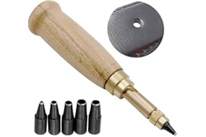 Teng Lang Adjustable Screw Hole Punch Leather Bookbinding Tool,Paper Punch,Craft Punches,6 Tips 1.5m 2mm 2.5mm 3mm 3.5m 4mm