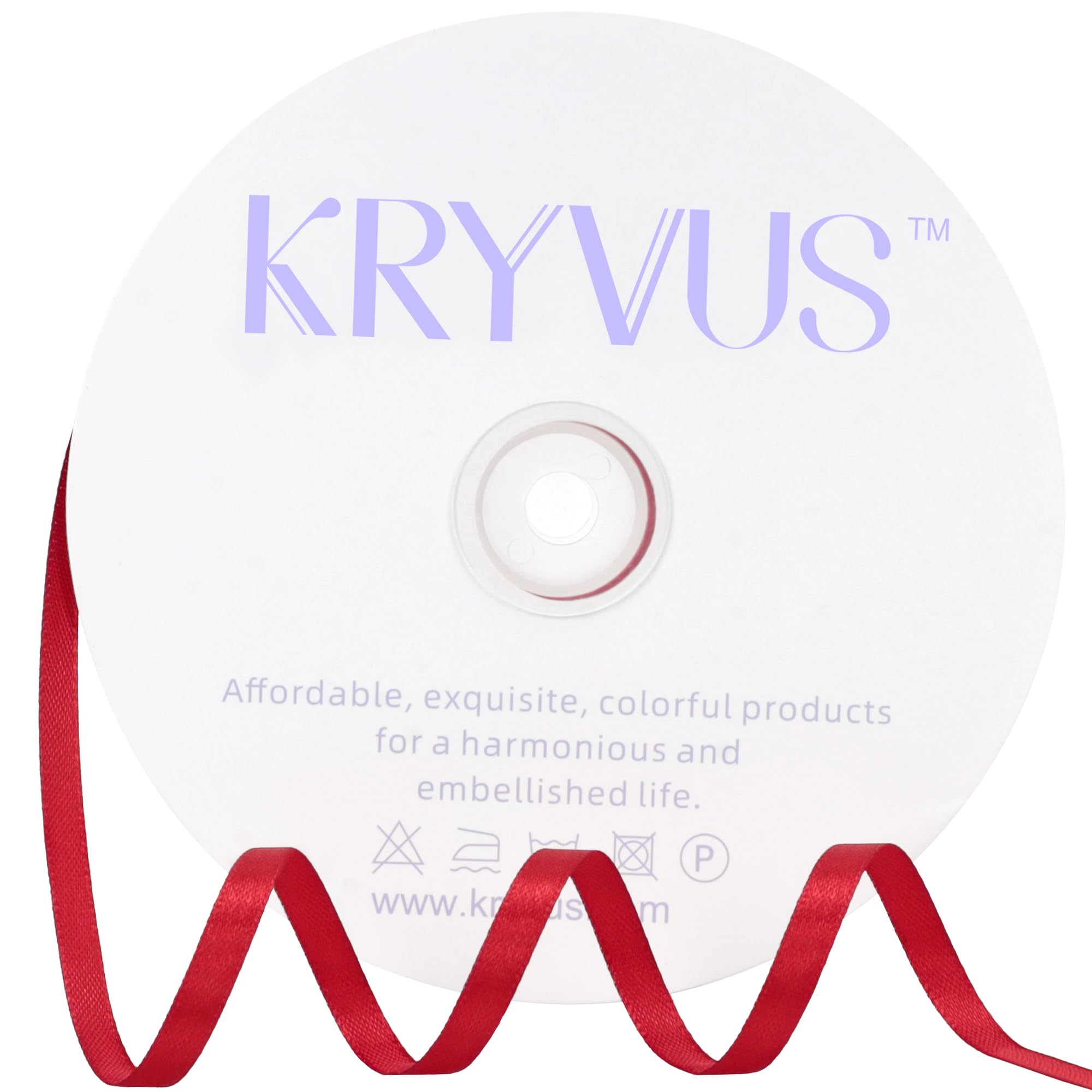 Kryvus Red Satin Ribbon, 6mm x 91M Single Face Red Ribbon, Solid Color Satin Ribbon Perfect for Gift Wrapping, Crafts, Bow Making, Sewing and Wedding Decorations, Mother's Day Decor