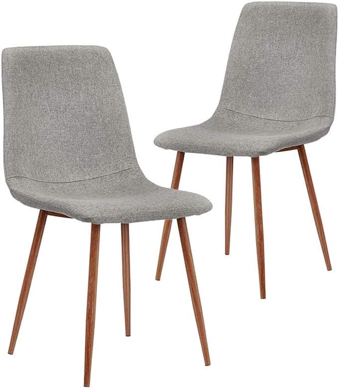 CangLong Dining Chairs Set of 2, Kitchen Chairs with Cushion Seat Back, Grey Back and Metal Legs, Modern Mid Century Living Room Side Chairs