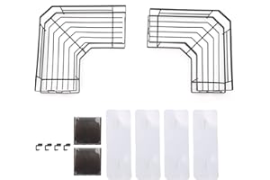 Fafeicy 2PCS Corner Shower Shelf, Adhesive Wall Mounted L Shaped Shower Storage Rack with Hooks and Hanging Basket, for Bathr