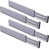 Utoplike Bamboo Drawer Dividers, Grey Expandble Drawer divider Kitchen Drawer Organizers 4 pcs Adjustable, Spring Loaded, Wor