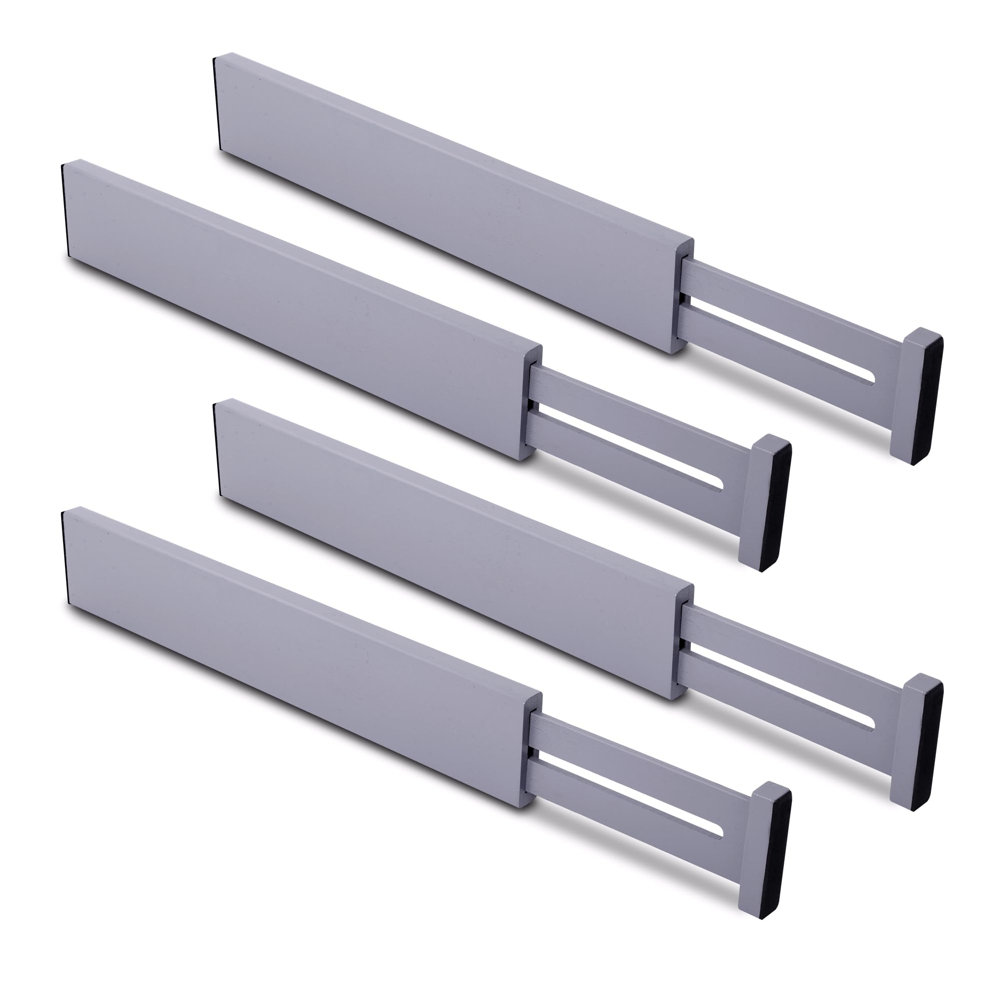 Photo 1 of Utoplike Bamboo Drawer Dividers Large, Gray Kitchen Drawer Organizers Adjustable, Spring Loaded, Works in Dresser, Bathroom, Bedroom, Desk, 4 pcs, 2.4" H
