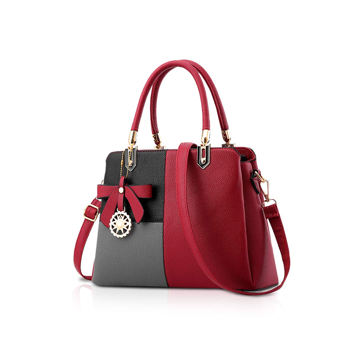 NICOLE&DORIS Ladies Handbag Shoulder Bag Women Top Handle Bags Retro Messenger Bag Female Designer Large Bag Wine red A