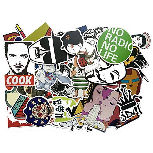 Cool sticker 100pcs random music film vinyl skateboard …