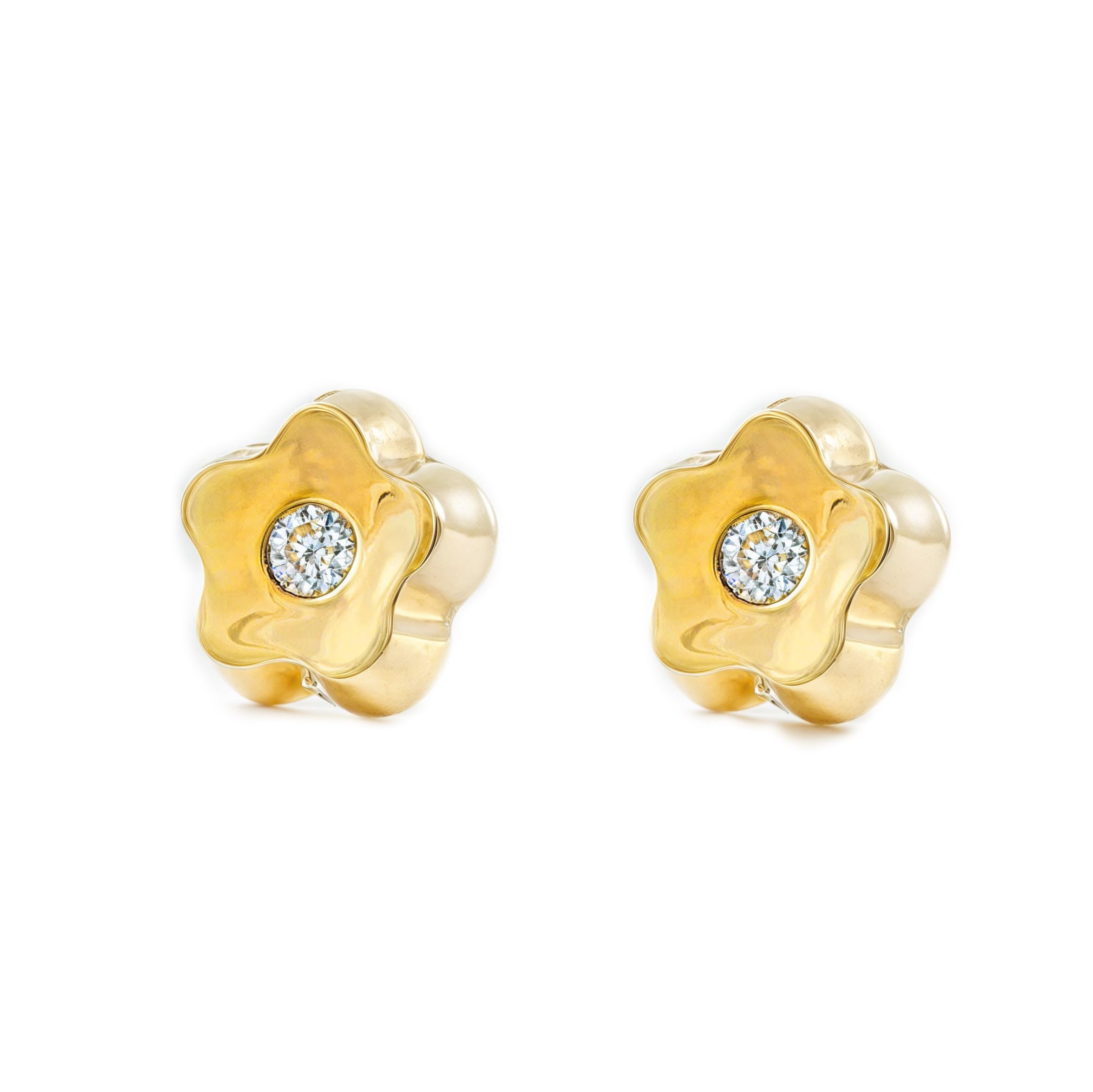 9ct Yellow Gold flower Children's Earrings