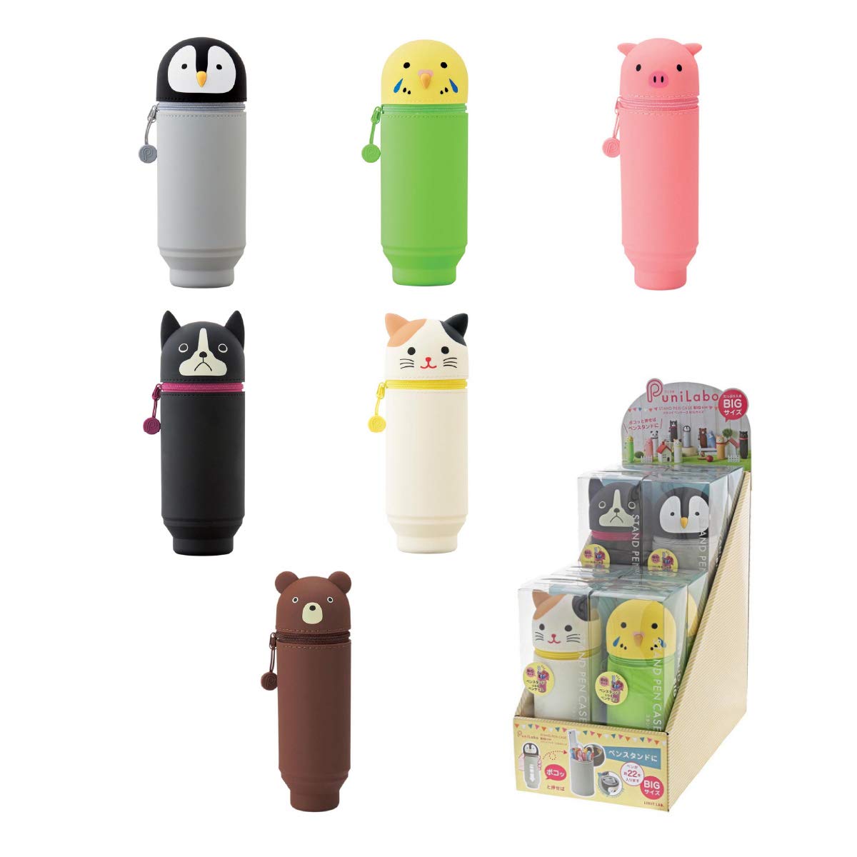 Punilabo Large Display 8 Pieces Assorted Vertical Pen Holder, Silicone, Multi-Colour, One Size