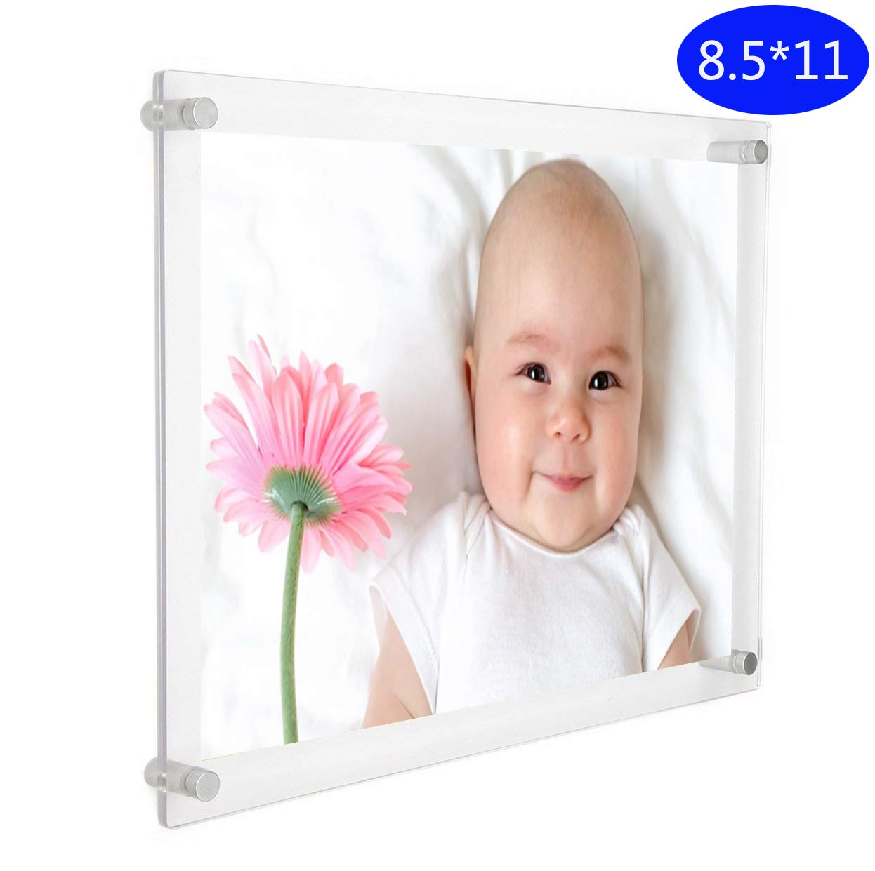 8.5x11 Clear Acrylic Picture Frame, Wall  Floating Document Frame A4 Letter Size,8.5 x 11 Plexi Photo Frame Plexiglass Certificate Frame for AD Document Signs Art Painting Family Photo