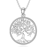 LWXIE Diamond Goddess Tree of Life Necklace for Women Sterling Silver Tree of Life Pendant Jewelry Gifts for Women Mom