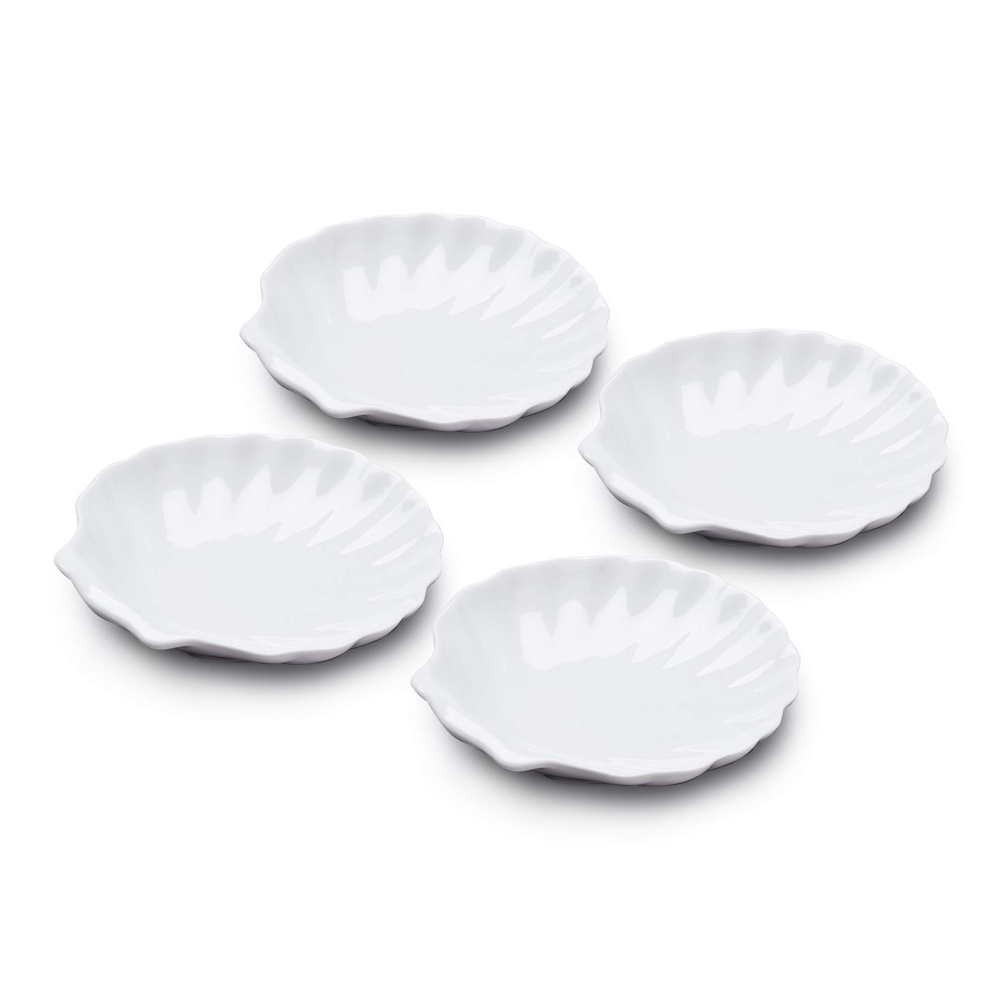 WM Bartleet & Sons 1750 TSET108 Traditional Porcelain Set of 4 Shell Design Serving Dishes 13cm – White
