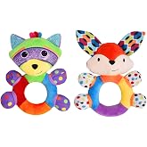 HAHA Baby Soft Rattles &amp; Plush Rings Teething Toys for 0-6 Months Newborns | Easy to Grasp Baby Toys 3-6 months,Safe Infant Teether Chew Toys,Lightweight Crinkle Stimulation Sensory Toys,Machine Wash