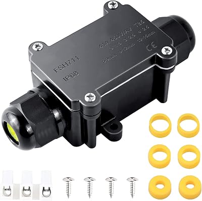 Elezenioc IP68 Waterproof Junction Box 2-Way 5-15mm Cable Glands