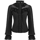 CURLBIUTY Women Victorian Blouse Vintage Long Sleeve Renaissance Shirt Gothic Button Down Tops