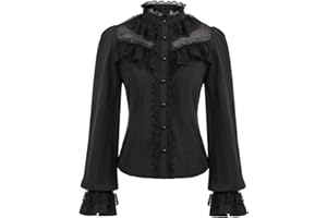 CURLBIUTY Women Victorian Blouse Vintage Long Sleeve Renaissance Shirt Gothic Button Down Tops