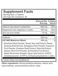 Uptime energía tabletas de máxima mezcla – 90 ct. Botella