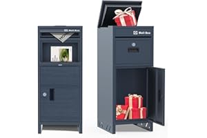 AZARSD Package Delivery Box for Outside with Lock,15.7" L*15.7" W*37.8" H, Anti-Theft Design Package Drop Box is Rain-Proof and Rust-Proof, Package Mailbox for Porch Ideal for Home or Office (Grey)