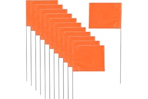 XIJIXI Marking Flags Yard Flags 15 x 4 x 5 Inch Marker Flags for Lawn Yard Flags Landscape Flgs Survey Flags, Sprinkler Flags, Irrigation Flags (Orange, 30Pack)