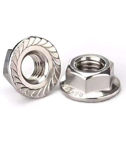 M8-1.25 Serrated Flange Lock Nuts - A2 Stainless Steel - Pack Of 10 - Hex Drive