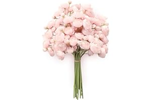 Floroom Ranunculus Artificial Flowers 18 Pcs Blush Faux Silk Mini Ranunculus Bulk Fake Wedding Filler Flowers for DIY Pink Bouquets, Centerpieces, Bridal Shower Decorations & Arrangements