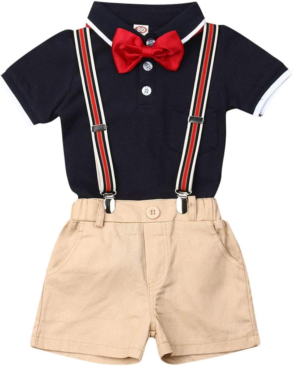 baby boy khaki shorts with suspenders