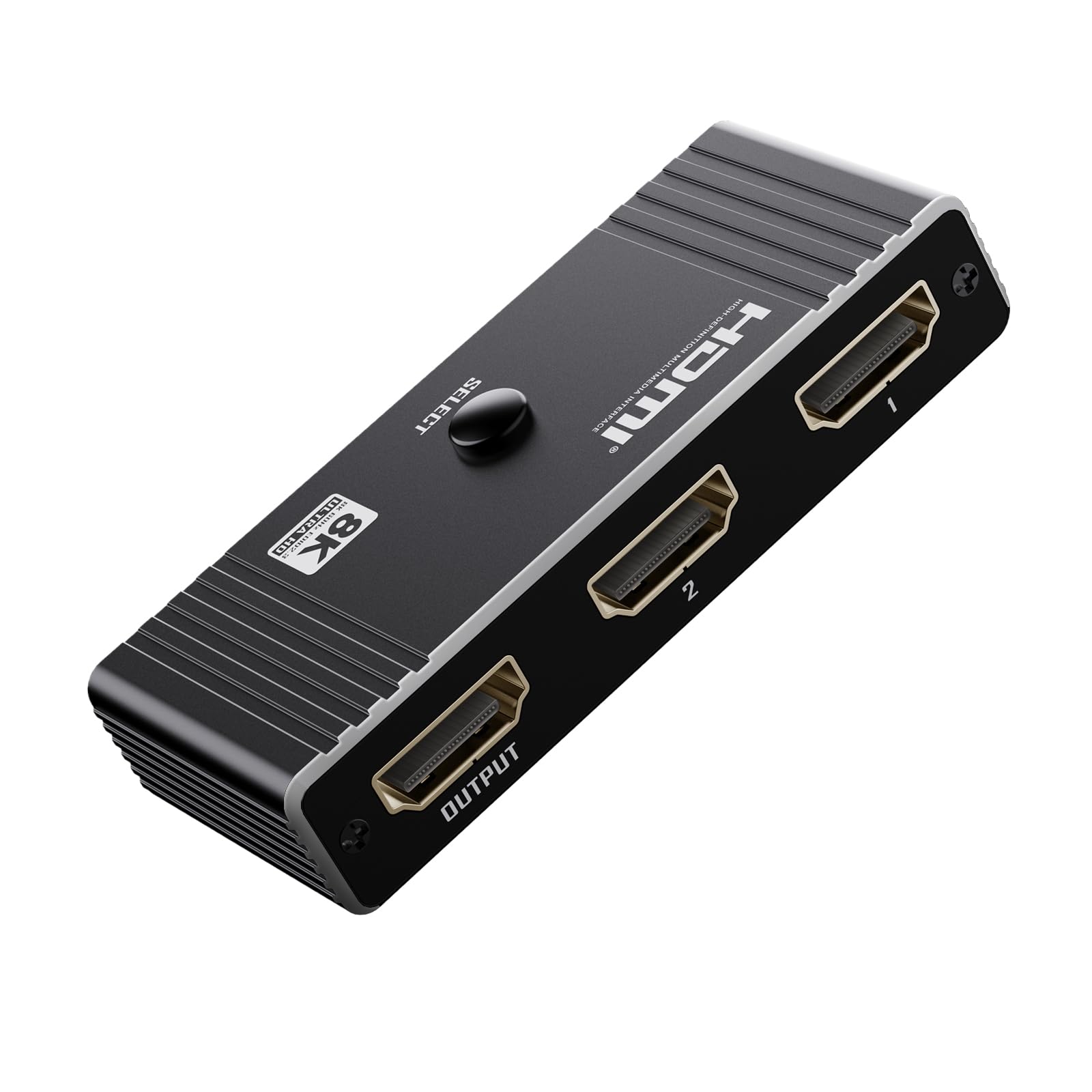 Photo 1 of HDMI Switch 8K 60Hz - HDMI 2.1 Switcher 2 in 1 Out, 4K@120Hz Aluminum HDMI 2.1 Splitter, Manual Switch Compatible with PS5/4/3 Xbox Fire Stick Blu-Ray Player (Black)