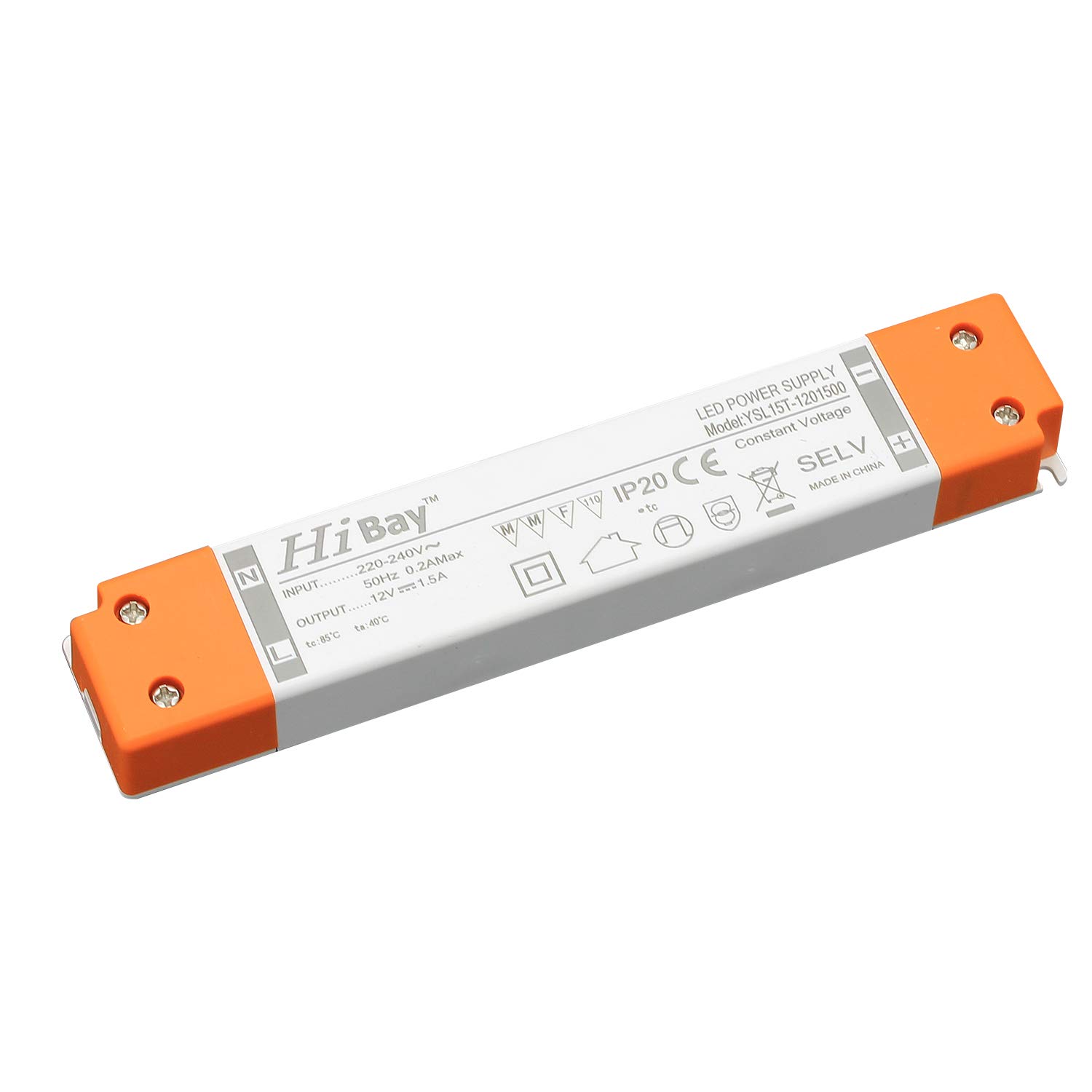 HiBay 1x LED Driver 12V, 18W Low Voltage Transformer, 1.5A LED Power Supply 240V to 12V for Lighting