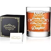 Perfectinsoy Dad Thank You For Teaching Me How To Be A Man Even Though I'M Your Daughter Whiskey Glass with Gift Box, Dad Thank You Gifts, Father's Day Birthday Gifts for Men Father Grandpa Stepfather