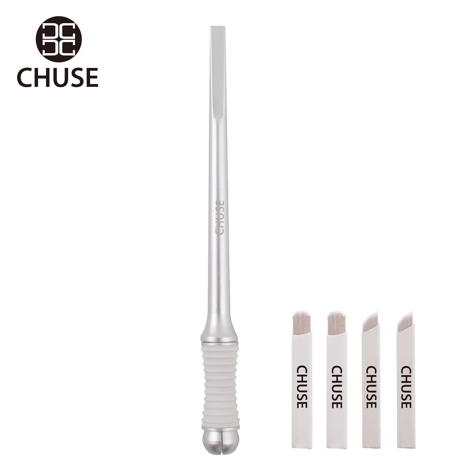 CHUSE eyebrow microblading pens M99 Silver permanent makeup manual tattoo pencil with Appearance patent Design,high end packing and 4 microblade needles free