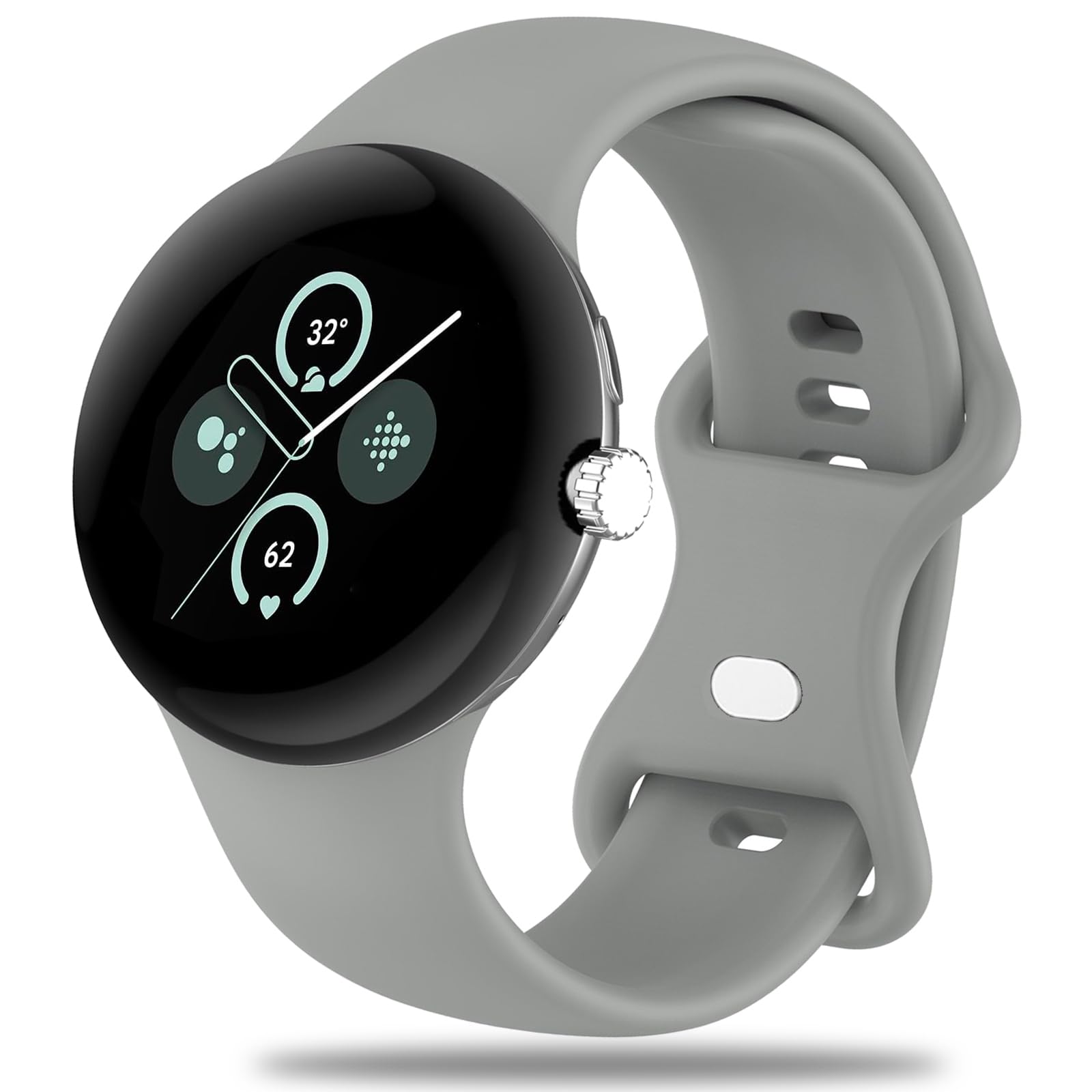 Miimall Strap for Google Pixel Watch 2/1 Band, Quick Fit Flexible Wristband, Soft Silicone Sport Strap for Women Men, Adjustable Replacement Band for Google Pixel Watch 2/1-Office Gray