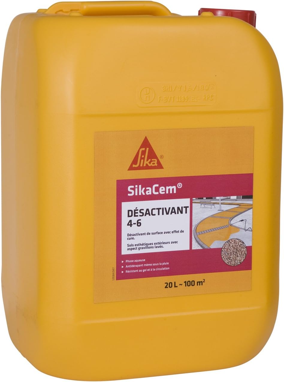 SikaCem Désactivant 4-6, Désactivant de surface aspect gravillons lavés pour sols extérieurs, 20L, Blanc