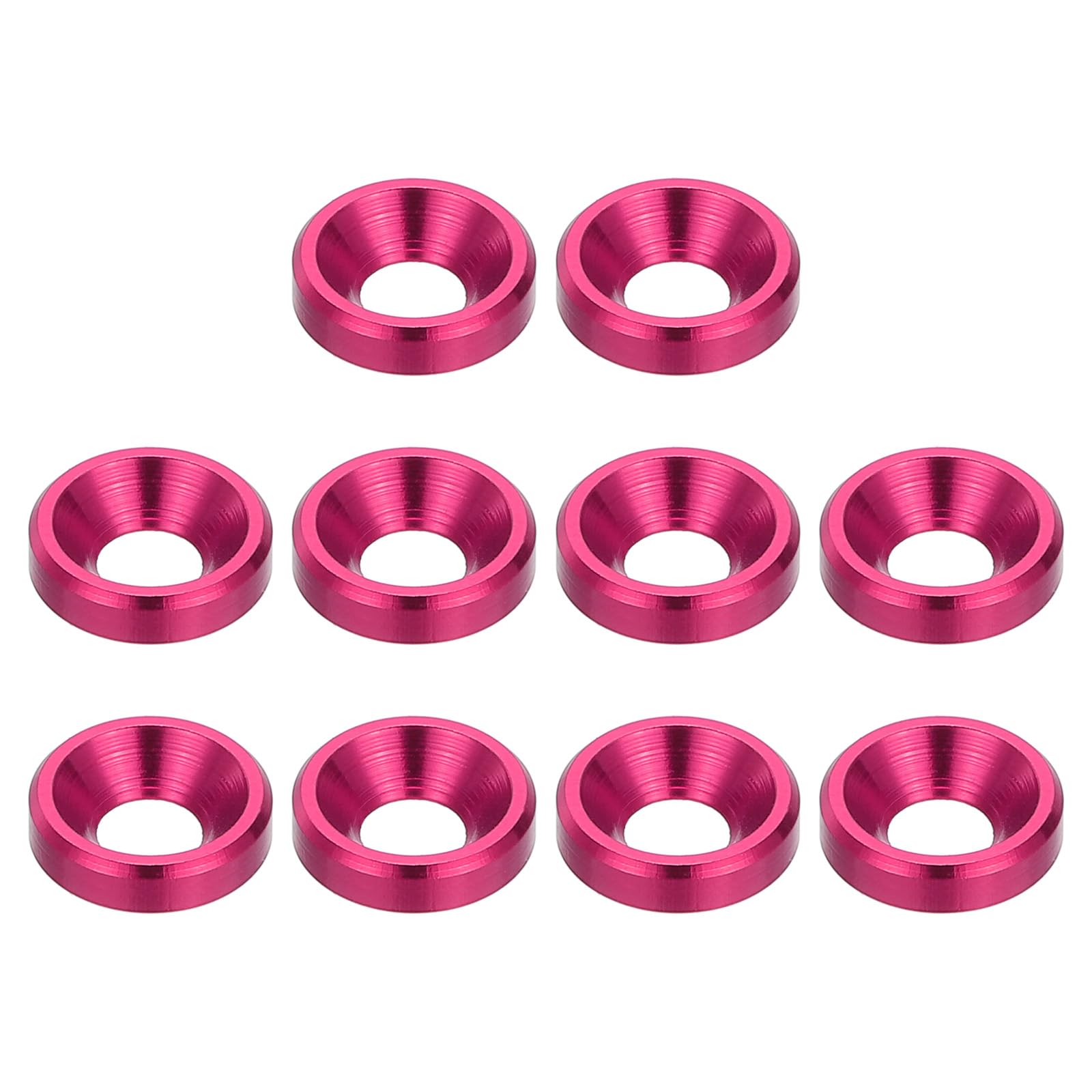 PATIKIL M3 Finishing Countersunk Washers, 10 Pack Head Washers Alloy Aluminum Screw Gaskets for Screw Bolt RC FPV PC Mechanical Accessories Parts, Pink