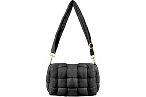 NAARIIAN Puffer Woven Bag Crossbody Purse for Women Padded Cassette Shoulder Bags Trendy Handbags Messenger