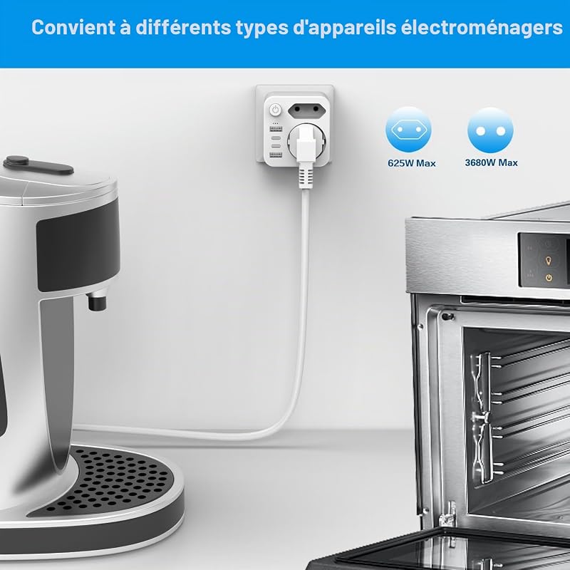 multiprise avec 4 blocs d'alimentation, prises USB C, 2 adaptateurs USB-C — photo 4 sur 7
