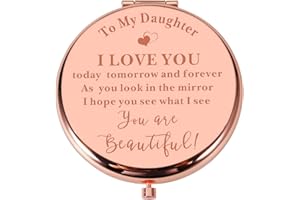 AISEAVRIL CADEAU Daughter Gift from Mom Dad Rose Gold Compact Makeup Mirror Stocking Stuffers for Teen Girls Daughter in Law Gifts for Daughter Birthday Valentines Day Graduation Teen Girls Gift Ideas