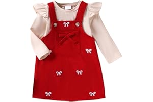 2pcs toddler girl fall Outfits spring clothes long Sleeve Tshirt Tops + Overalls dress skirt