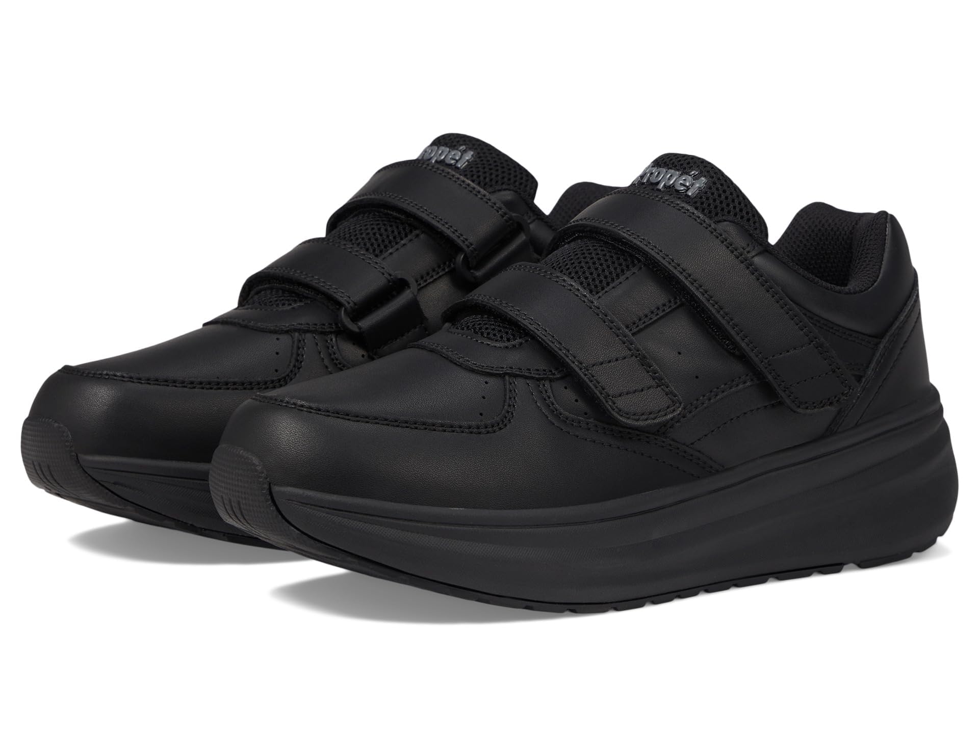 Propét Women’s Ultima Strap Closure Leather Orthotic Athletic Shoes Black 7 Wide US