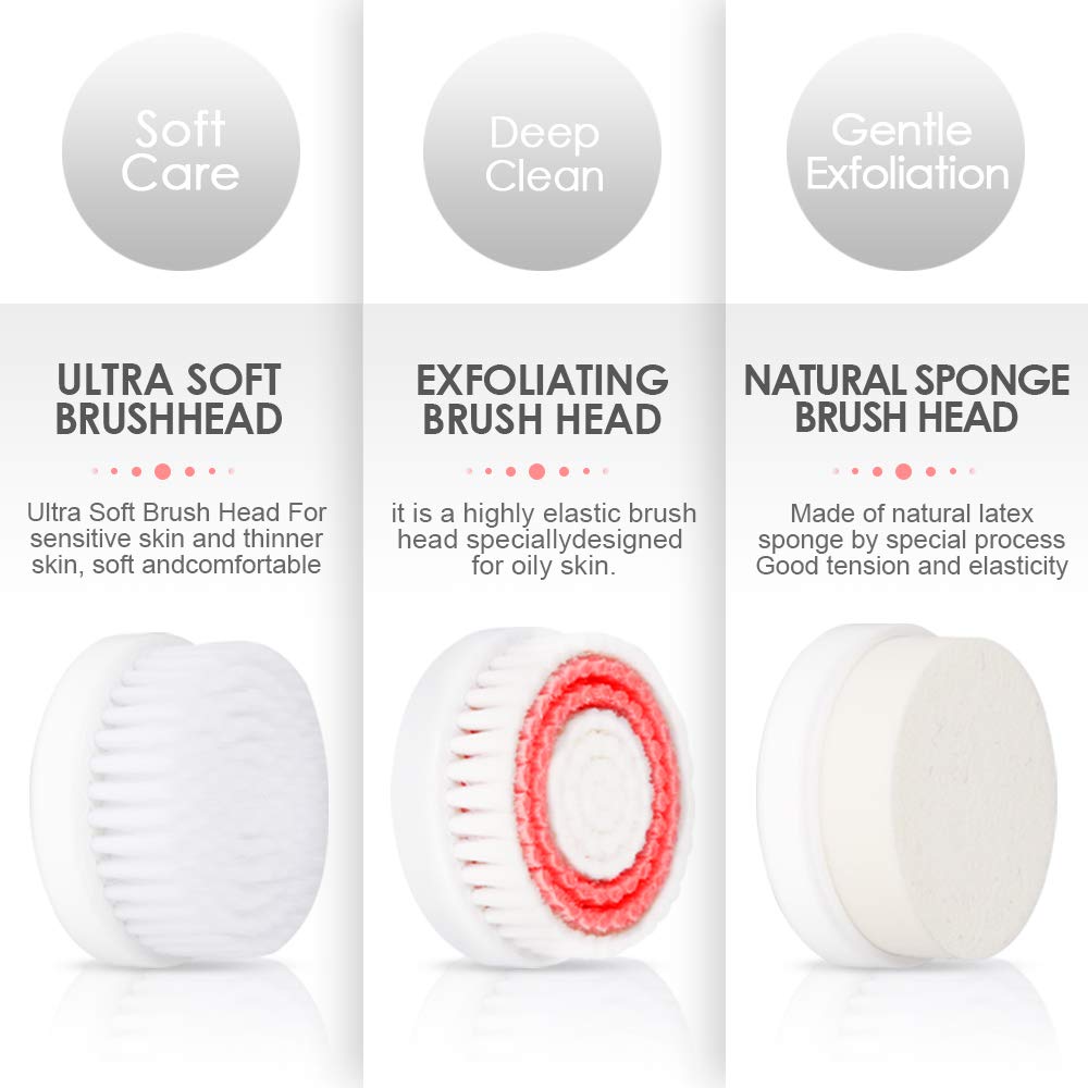 Facial Cleansing Brush Gift Kit, JOMARTO Waterproof Facial Cleansing Devices, Spin Brush with Replaceable Brush Heads, USB Rechargeable for Deep Cleansing, Gentle Exfoliating and Removing Blackhead: Beauty