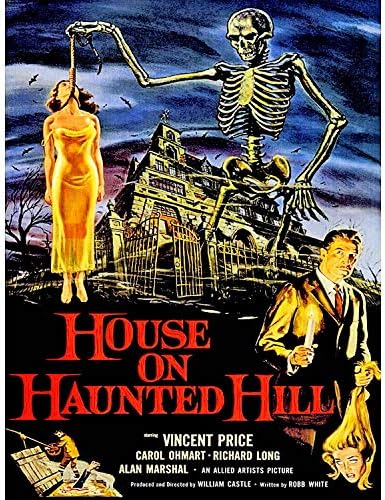 Amazon Com Wee Blue Coo Prints Movie Film House Haunted Hill Vincent Price Horror Skeleton Usa Poster Cc6399 Posters Prints
