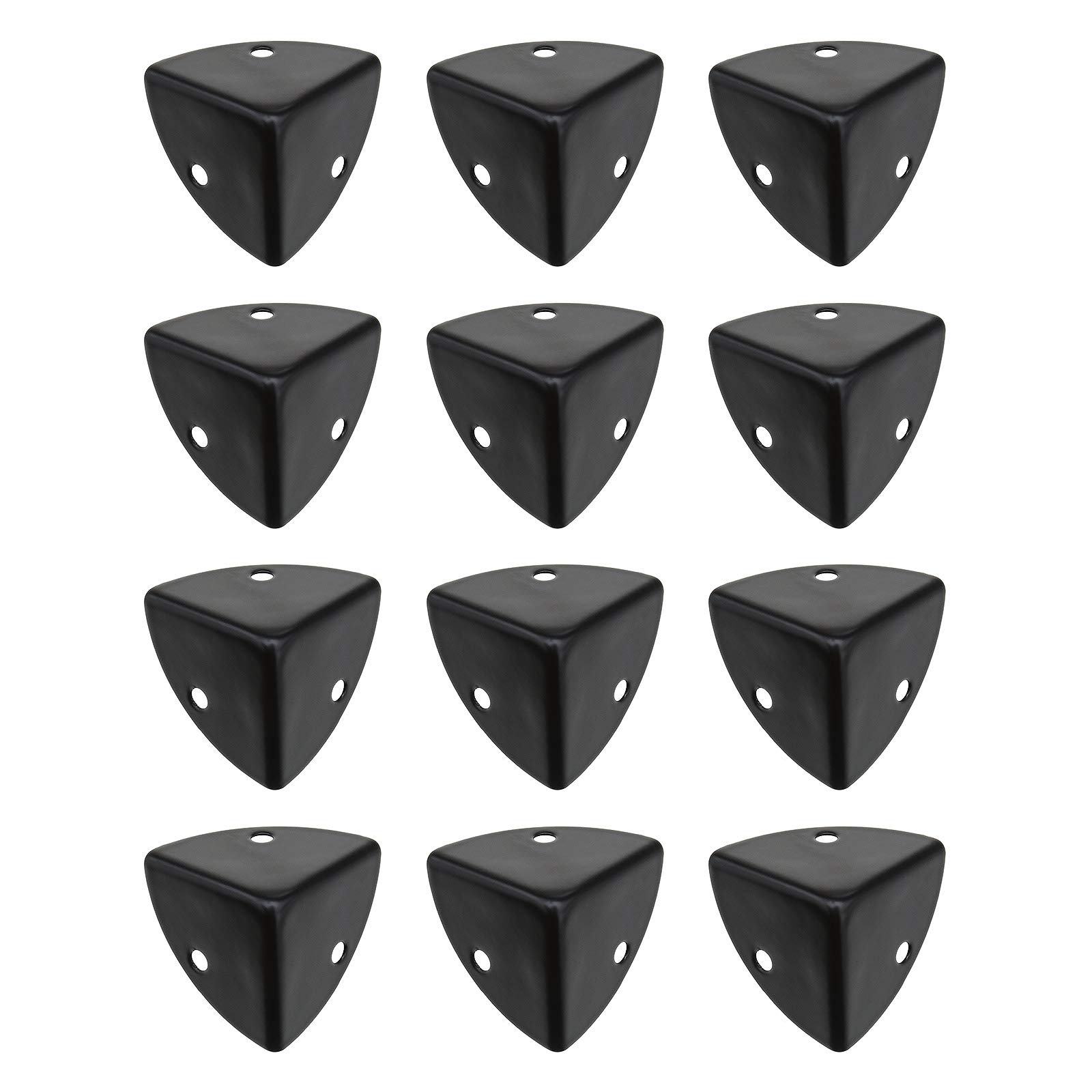 Create idea 12pcs Black Corner Brace Decorative Protectors Wrap Angle Edge Guard Cover Brackets 25mm for Wooden Case Trunk Box Flightcases