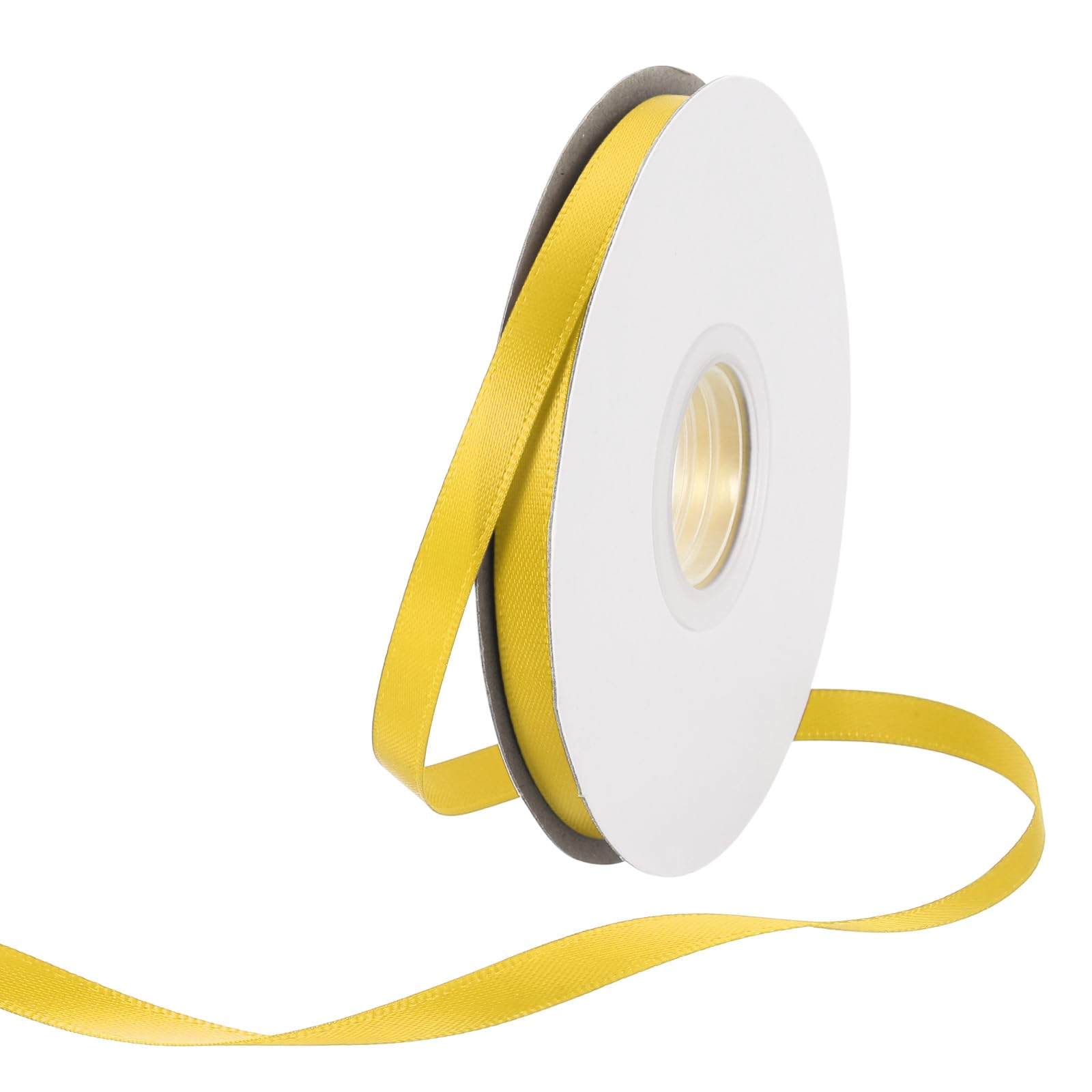 Rebower 6mm Satin Ribbon 46m Thick Double Face Grosgrain Silk Ribbon, [for Gift Wrapping, Hair Bows, Wedding, Cake, Flower] - 50 Yard/150ft/ Olive Yellow