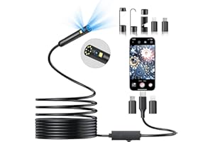 Dual Lens Endoscope Camera with Light, DPduct 1920P HD Borescope Inspection with 8+1 Lights, 7.9mm IP67 Waterproof 16.4ft Sem