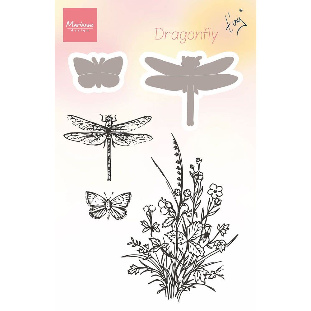 Marianne Design Clear, Dragonfly Stamp & die Set, for Punching handicrafts and Precision Stamping papercrafts, One Size Transparent