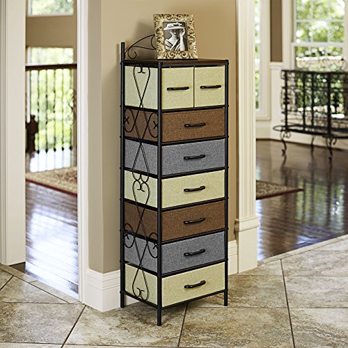 Household Essentials 8044-1 Victorian 8 Drawer Tower | Storage Dresser or Chest | Black